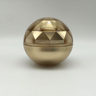 quality  Non Spill Luxury High Matt Gold Rhombus Ball Shape Round Acrylic Cream Jar For Cosmetic Packaging factory