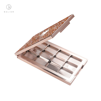 Wholesale Ins Style Reusable Eyeshadow Palette Shiny Square Inlaid Crystal Stone Eye Shadow Vegan 12 Color Pearl Eyeshadow Palette