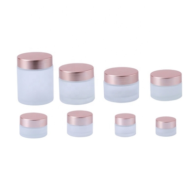 Single wall 20ml 30ml 50ml 60ml frosted clear glass round facial cream jar with rose gold lid