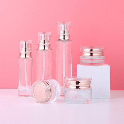 Wholesale 20g 30g 50g 40ml 100ml 120ml Luxury Empty Cosmetic Glass Bottle And Jar Set Cosmetics Skin Care Packaging Containers