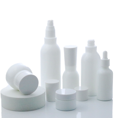 Cosmetic White Cosmetic Lotion Set Serum Bottle Set 100ml Porcelain Glass Optal Bottle (GSW03)