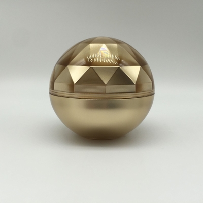 Non Spill Luxury High Matt Gold Rhombus Ball Shape Round Acrylic Cream Jar For Cosmetic Packaging
