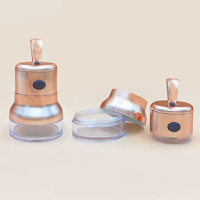 Wholesale Recyclable Empty Loose Cosmetic Powder Jar Box 15ml Gold Cover Transparent ABS With Blast For Powder Container
