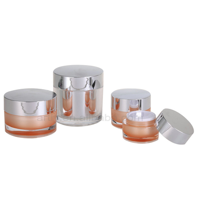 200g Luxury Acrylic Cream Cosmetic Jars Round Wall Empty Double Jars With Silver Screw Cap