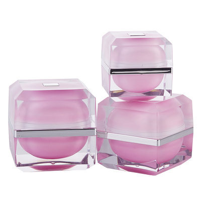 Luxury Personal Care Cream Jar Square Shape 15g 30g 50g Pink Acrylic Plastic Skin Care Empty Cream Jar